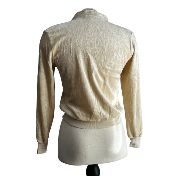 Sultra Vintage 70's Terry Cloth Velour Collared Blouse Long Sleeve Sz Large Yell - Picture 2 of 12